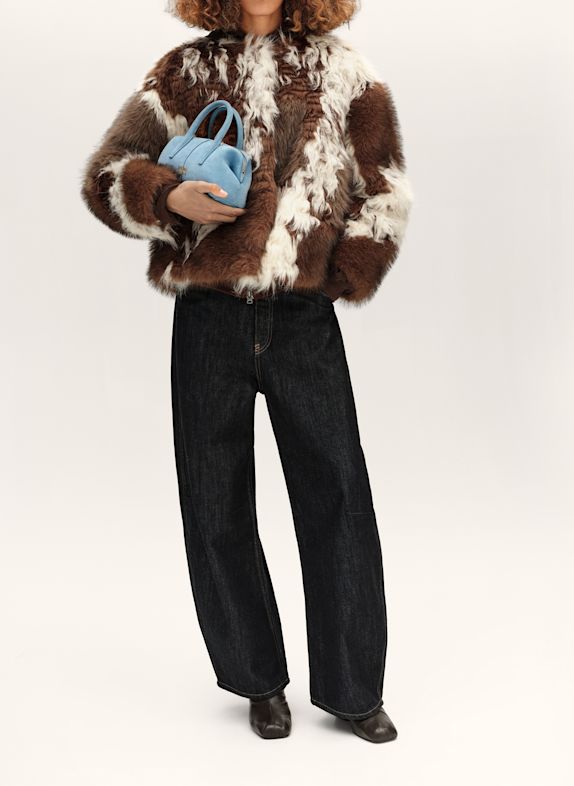 BIMBA Y LOLA Patchwork-Pelzmantel BRAUN