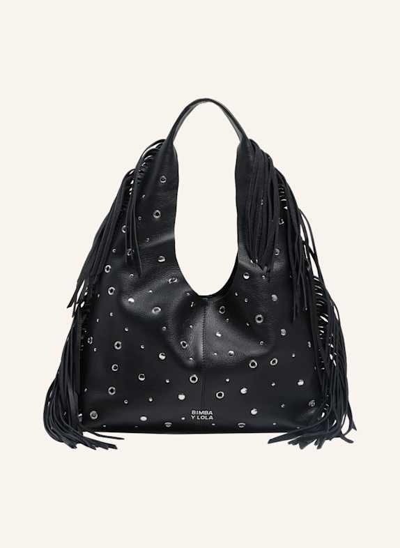 BIMBA Y LOLA Fransen-Ledertasche SCHWARZ