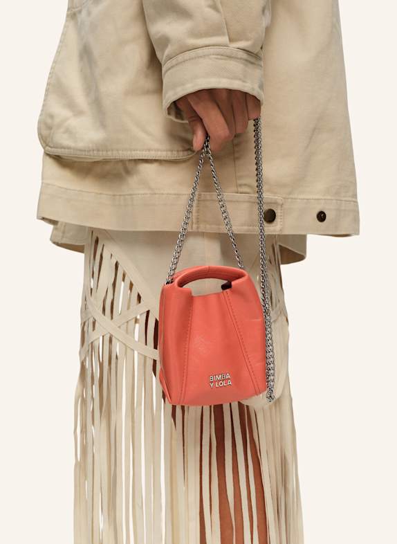 BIMBA Y LOLA Tasche klein Leder Papier-Optik ORANGE