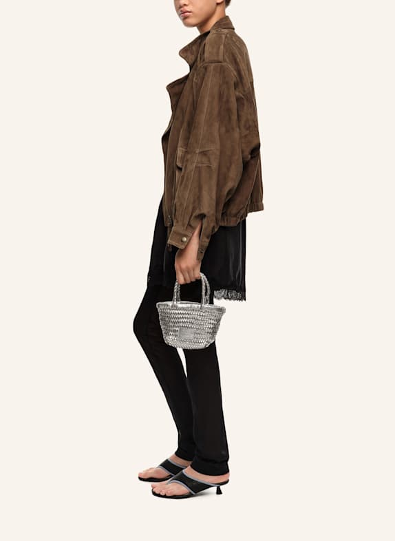 BIMBA Y LOLA Mini-Tasche Flechtleder SILBER