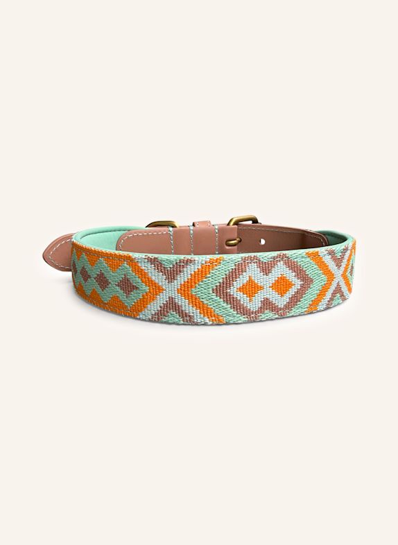 HEY LANA Hundehalsband TRÈS CHIC MINT / COGNAC