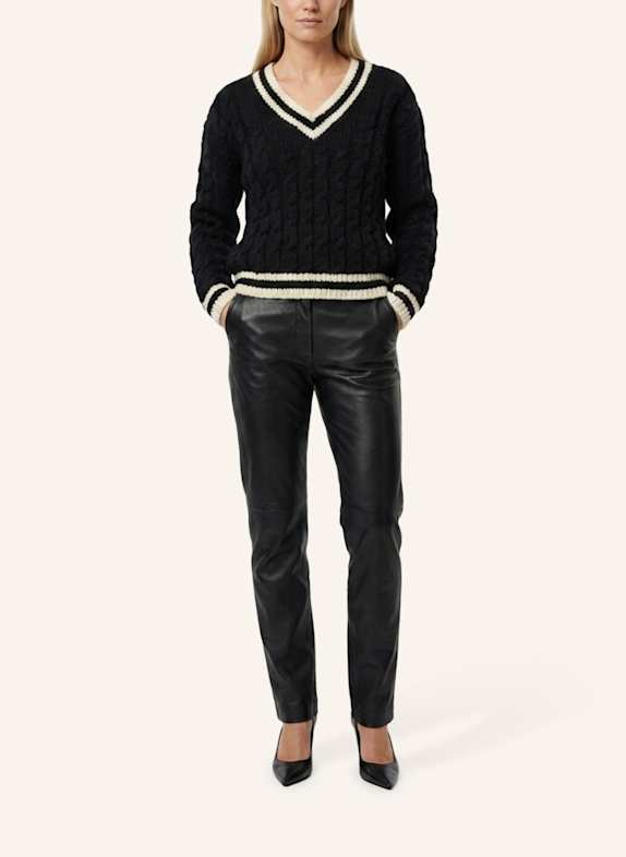 DOUIE Pullover POLO aus Cashmere SCHWARZ