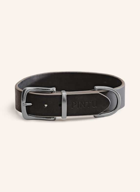 Pintu Hundehalsband MONTE mit Beschlag aus Edelstahl SCHWARZ/ TAUPE