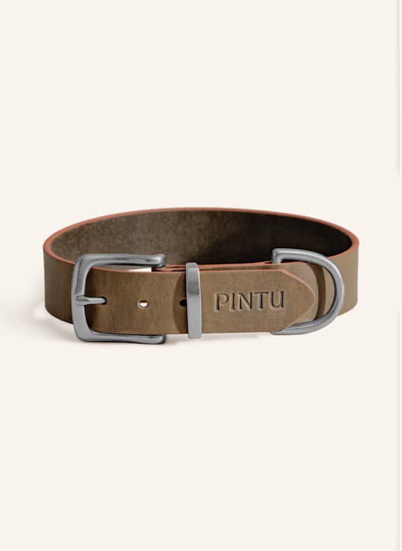 Pintu Hundehalsband MONTE mit Beschlag aus Edelstahl OLIV/ ORANGE