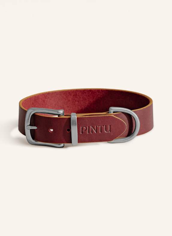 Pintu Hundehalsband MONTE mit Beschlag aus Edelstahl ROT/ GOLD