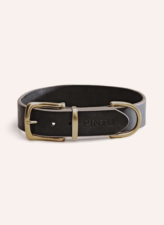 Pintu Hundehalsband MONTE mit Beschlag aus Messing SCHWARZ/ TAUPE