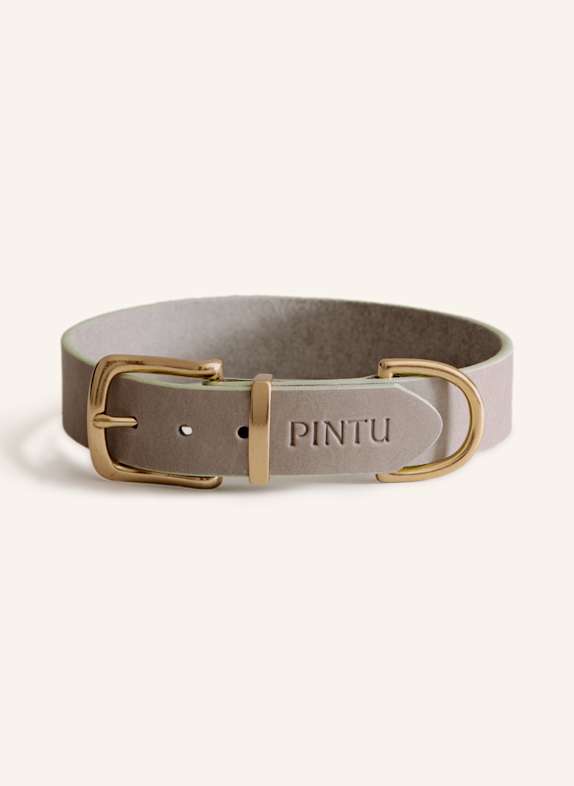 Pintu Hundehalsband MONTE mit Beschlag aus Messing GRAU/ GRÜN