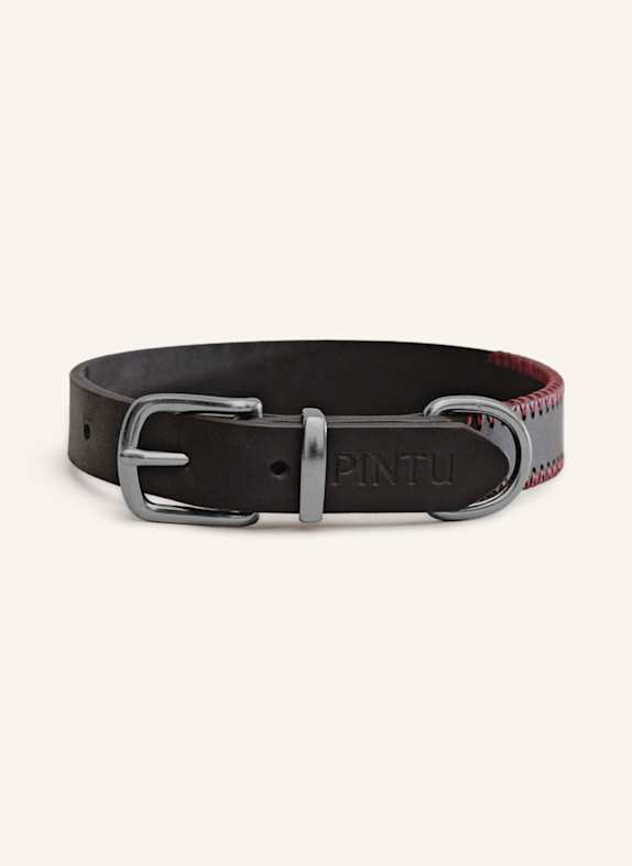 Pintu Hundehalsband PORTHOS mit Beschlag aus Edelstahl SCHWARZ/ ROT