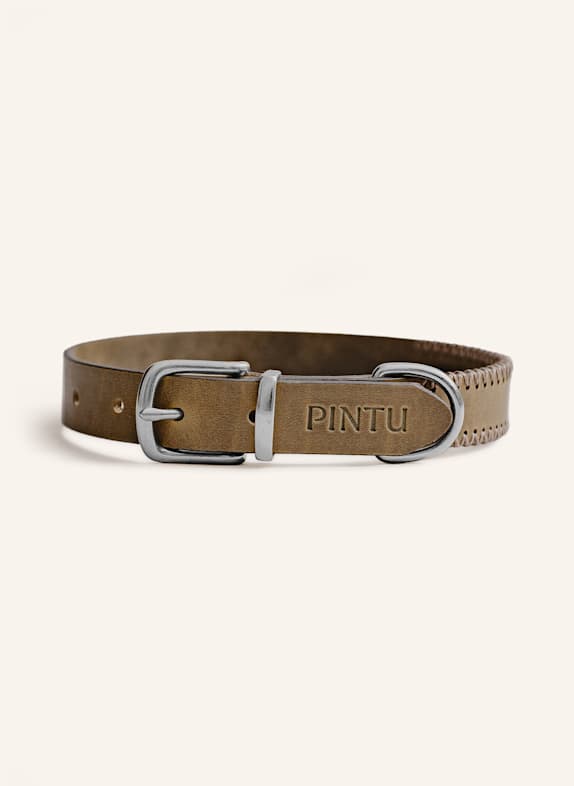 Pintu Hundehalsband PORTHOS mit Beschlag aus Edelstahl OLIV/ TAUPE