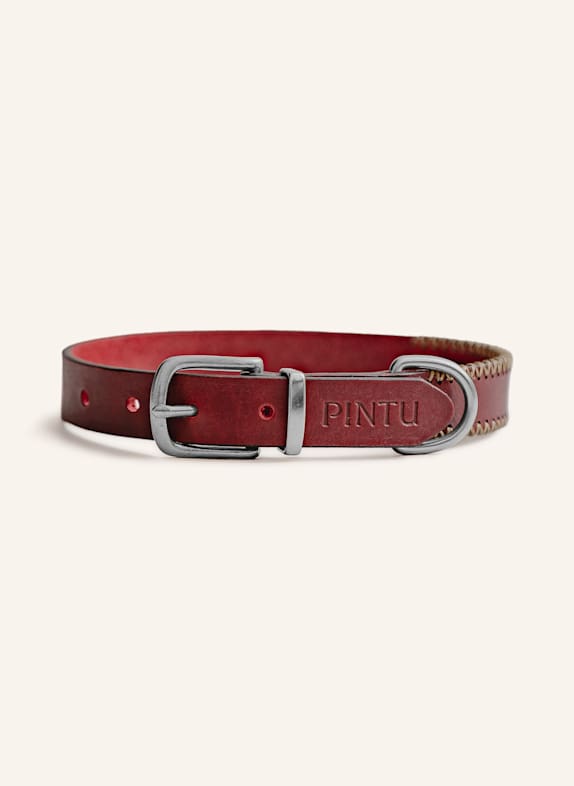 Pintu Hundehalsband PORTHOS mit Beschlag aus Edelstahl ROT/ GOLD