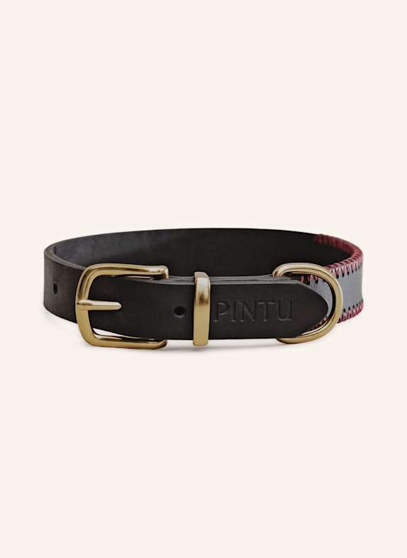 Pintu Hundehalsband PORTHOS mit Beschlag aus Messing SCHWARZ/ ROT