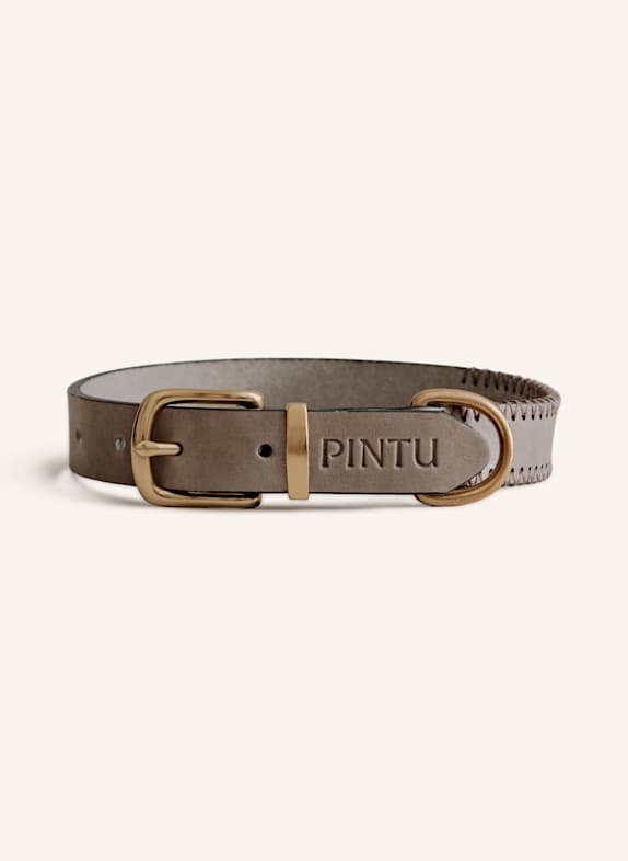 Pintu Hundehalsband PORTHOS mit Beschlag aus Messing GRAU/ BRAUN