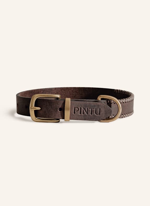Pintu Hundehalsband PORTHOS mit Beschlag aus Messing BRAUN/ GRAU