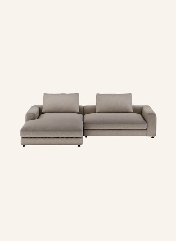 nydo Ecksofa XL MOSLER, links, Flachgewebe HELLBRAUN