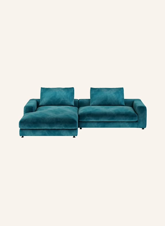 nydo Ecksofa XL MOSLER, links, Velours TÜRKIS