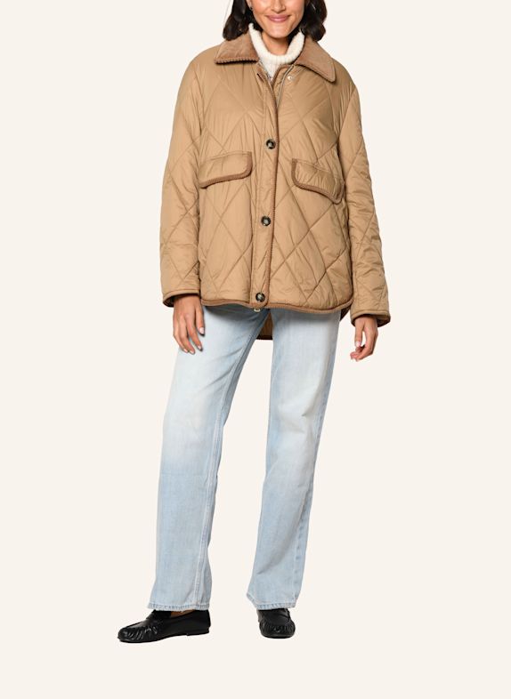 White Label Jacke Steppjacke mit Cordkragen COGNAC