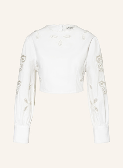 SANDRO Cropped-Bluse mit Cut-out und Schmuckperlen