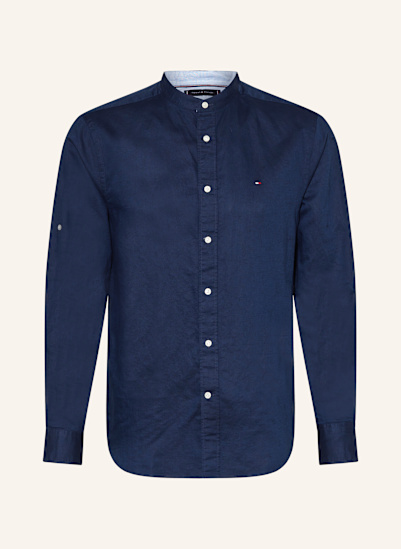 TOMMY HILFIGER Hemd Regular Fit mit Leinen und Stehkragen