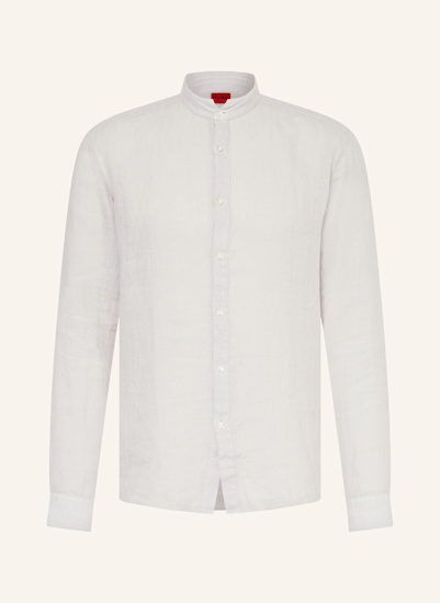 HUGO Linen shirt ELVORY slim fit with stand-up collar