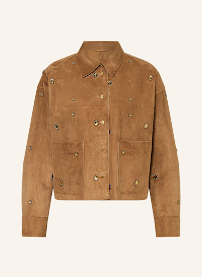 LUISA CERANO Lederjacke mit Schmucksteinen