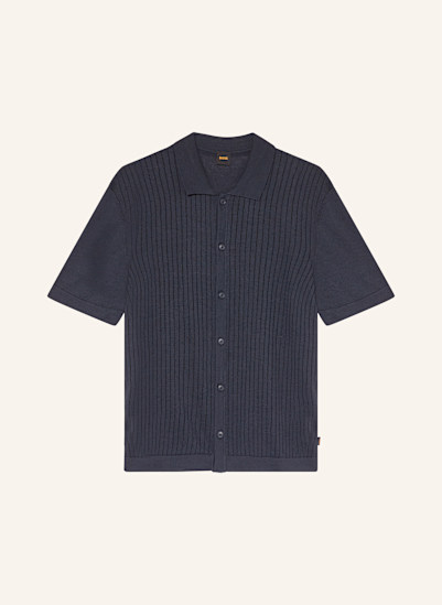 BOSS Strickhemd KAMICINO Regular Fit mit Leinen