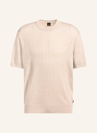 BOSS Strickshirt AJORDINO mit Leinen