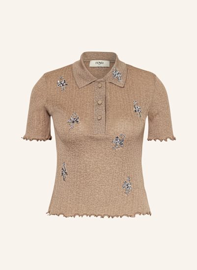 FENDI Strick-Poloshirt mit Schmucksteinen