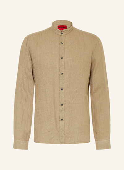 HUGO Leinenhemd ELVORY Slim Fit mit Stehkragen