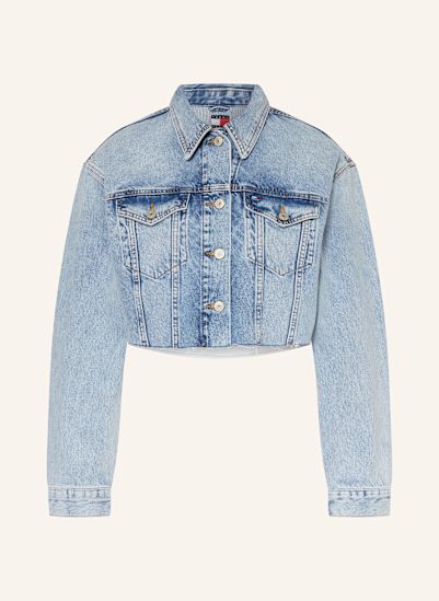 TOMMY JEANS Krótka kurtka jeansowa z mieszanki materiałów