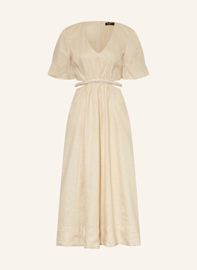 maje Leinenkleid mit Cut-outs und Schmuckperlen