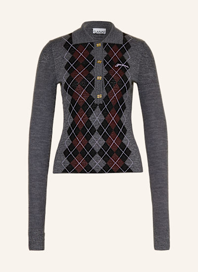 GANNI Strick-Poloshirt aus Merinowolle