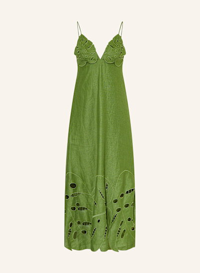FARM RIO Cocktailkleid GREEN MONSTERA aus Leinen