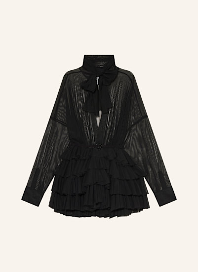 NORMA KAMALI Cocktailkleid mit Schluppe und Rüschen