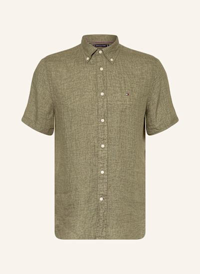 TOMMY HILFIGER Kurzarm-Hemd Regular Fit aus Leinen