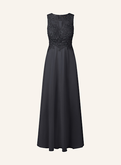 APART Evening dress with broderie anglaise and decorative gems