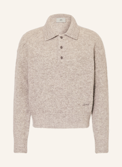 AMI PARIS Strick-Poloshirt mit Alpaka
