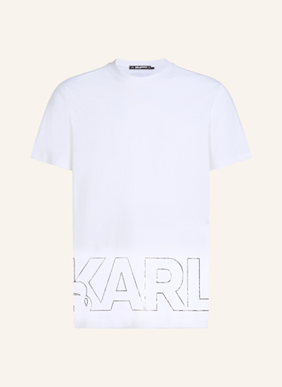 KARL LAGERFELD STRAND-T-SHIRT MIT KARL-LOGO IN METALLIC-OPTIK