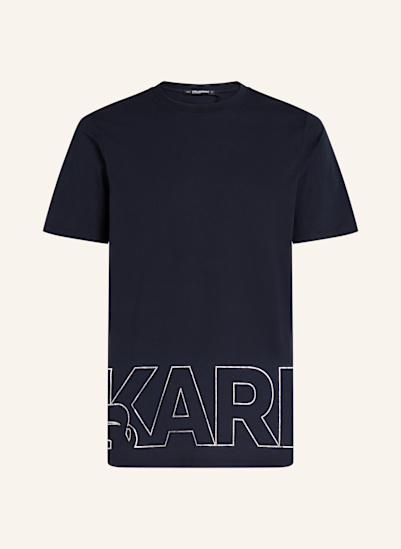 KARL LAGERFELD STRAND-T-SHIRT MIT KARL-LOGO IN METALLIC-OPTIK
