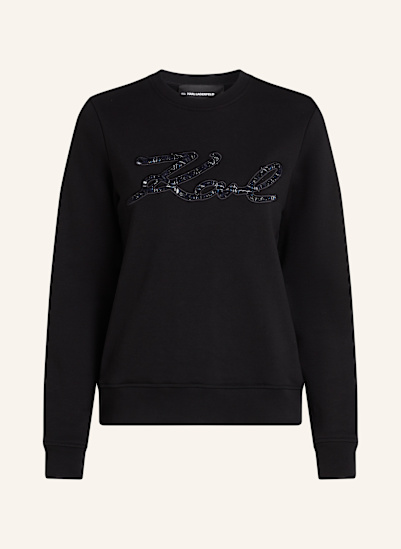 KARL LAGERFELD SWEATSHIRT MIT KARL-SIGNATUR AUS BOUCLÉ