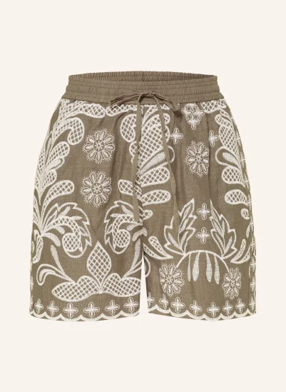 MRS & HUGS Shorts mit Leinen OLIV / WEISS