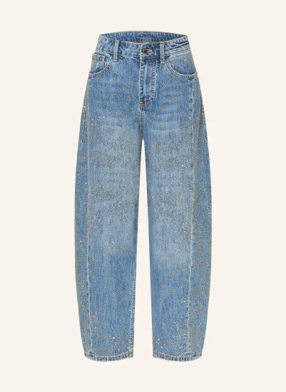 LIU JO Barrel Jeans mit Schmucksteinen 79212 Den.Blu dk.bandana