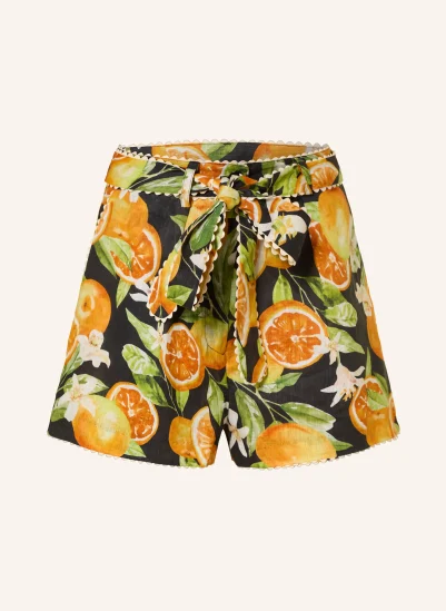 MRS & HUGS Leinenshorts SCHWARZ / ORANGE / GRÜN