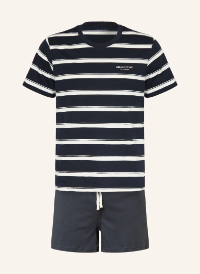 Marc O'Polo Shorty-Schlafanzug DUNKELBLAU / WEISS