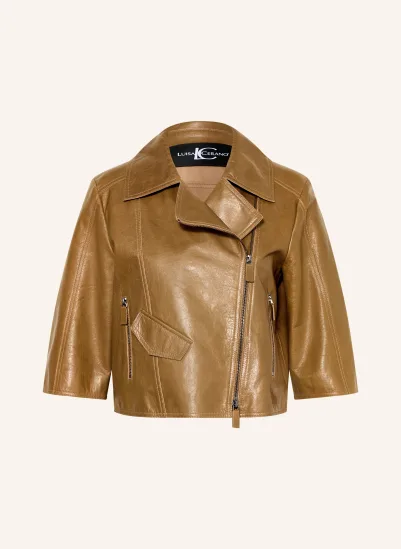 LUISA CERANO Lederjacke mit 3/4-Arm OLIV