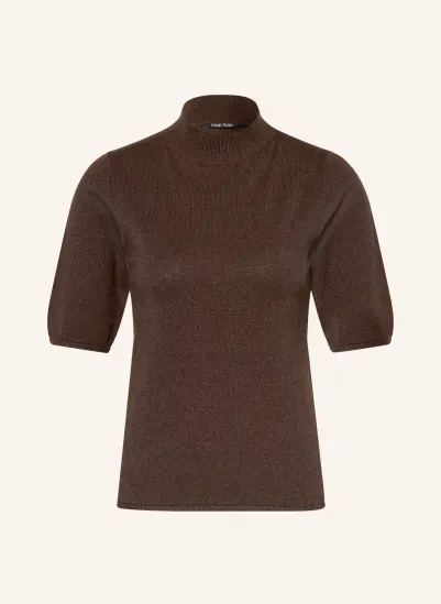 MARC AUREL Strickshirt mit Glitzergarn DUNKELBRAUN