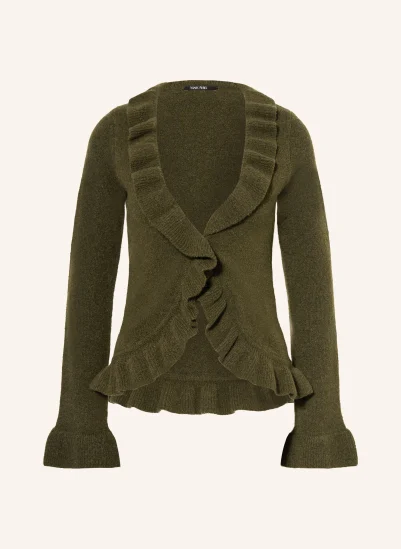 MARC AUREL Strickjacke mit Volants DUNKELGRÜN