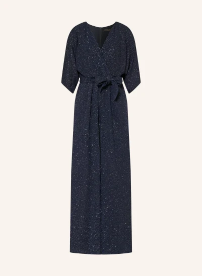 Vera Mont Jersey-Jumpsuit in Wickeloptik mit Glitzegarn DUNKELBLAU
