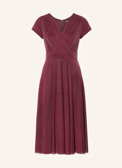 Vera Mont Jerseykleid in Wickeloptik mit Glitzergarn DUNKELROT