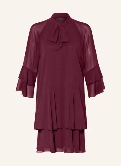 Vera Mont Cocktailkleid mit Schluppe und Volants DUNKELROT