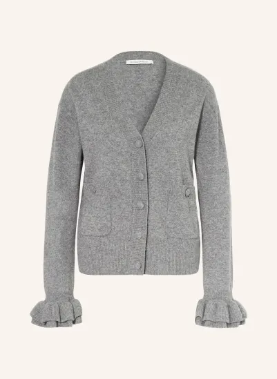 Alcidia da Veiga Strickjacke aus Cashmere mit Volants GRAU